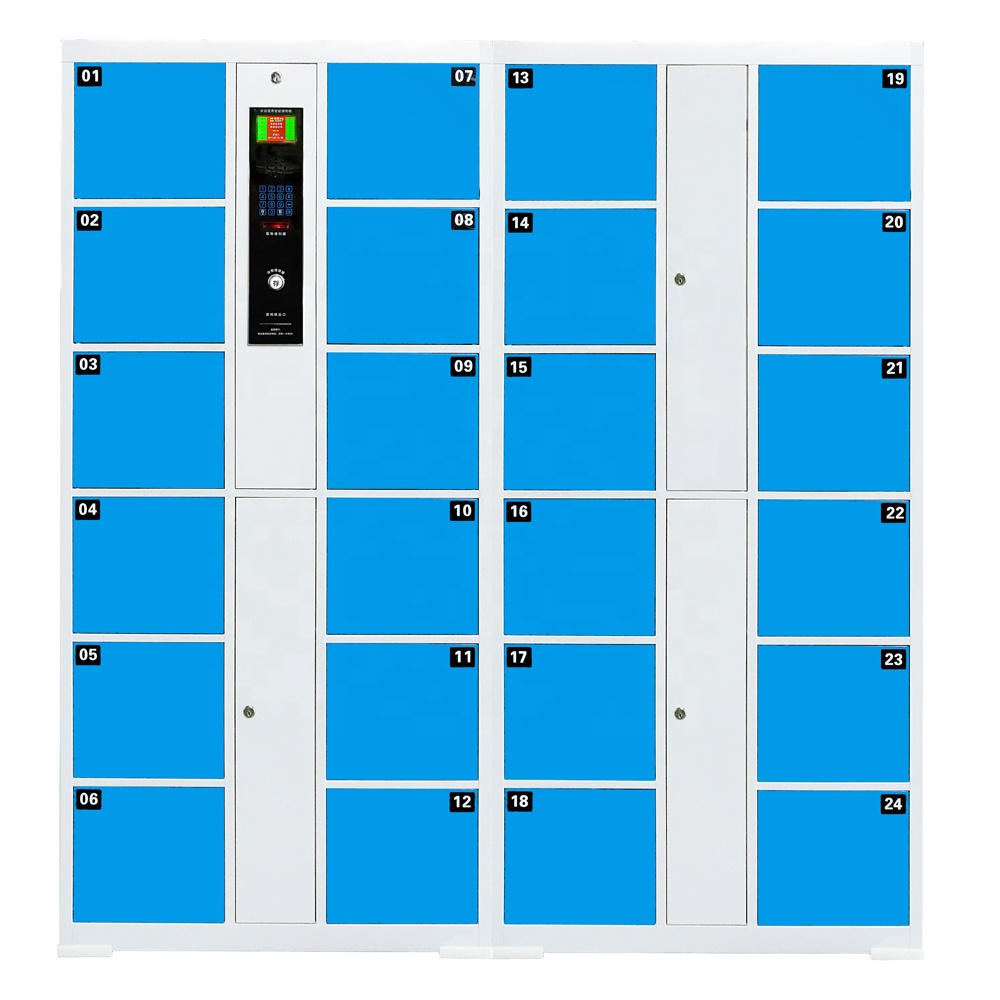24 Doors Smart Electronic Locker Luggage Locker Barcode Scanning School/Gym/Supermarket Metal Electronic Locker
