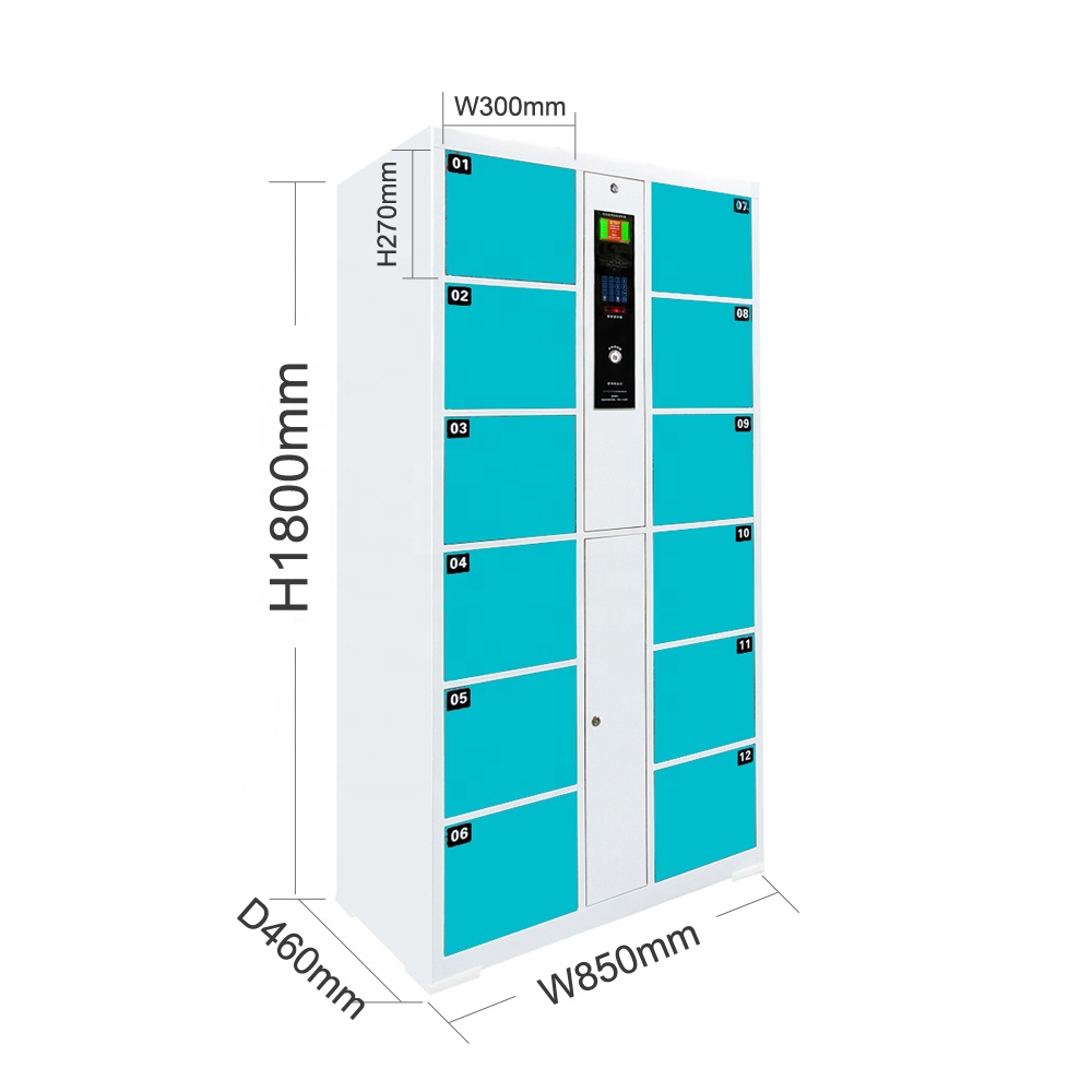 The Best Selling Bar Code metal wardrobe package Locker Supermarket 12 doors /Beauty Center Smart Electronic Locker