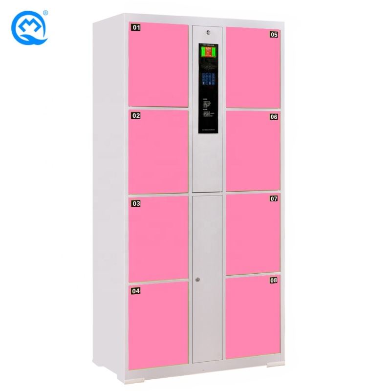 Intelligent Cold Rolled Steel 8 door Self-coding Identification Locker library / Restaurant Electronic Locker