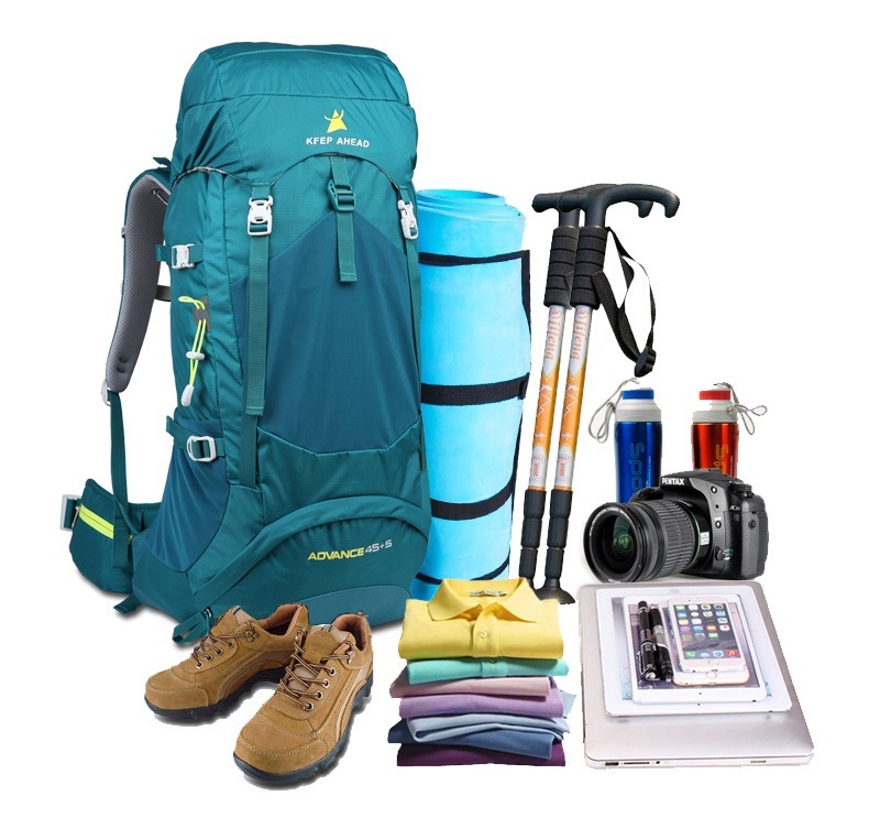 Huge volume Sports Explorer Backpack Full Internal Frame - Adjustable Backpacking Travel Gear - Water-Repellant Rainfly Cover, Sleeping Bag & 3-Liter Hydration Bladder Pack Storage - Graphite, 45+5L