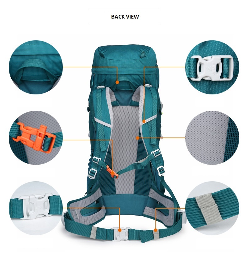 Huge volume Sports Explorer Backpack Full Internal Frame - Adjustable Backpacking Travel Gear - Water-Repellant Rainfly Cover, Sleeping Bag & 3-Liter Hydration Bladder Pack Storage - Graphite, 45+5L
