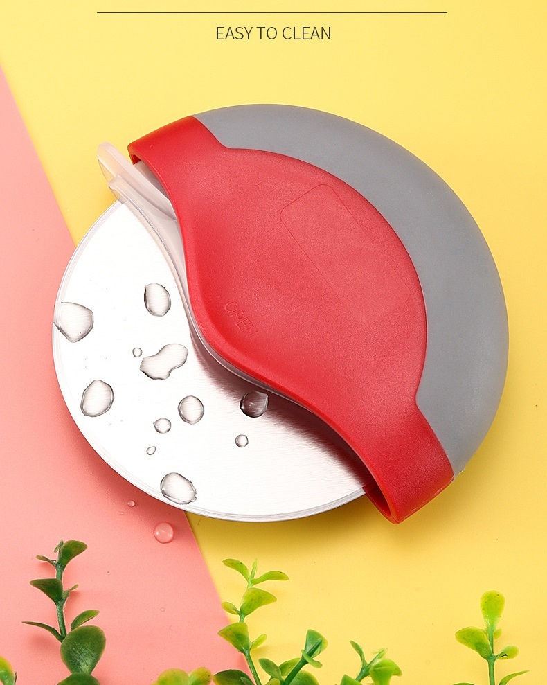 Pizza Cutter Wheel, Easy to Clean Detachable Slicer, Pizza Slicer Cutter, Premium Spuer Sharp Stainless Steel, with Protective Blade Guard, Large Size, Red