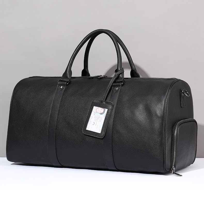 Leather duffle bags large 24 Inch Square Duffel Travel Gym Sports Overnight Weekender Leather Bag for men and women