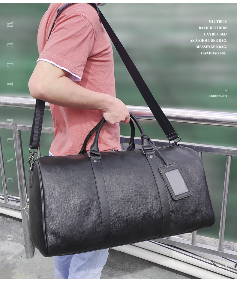 Leather duffle bags large 24 Inch Square Duffel Travel Gym Sports Overnight Weekender Leather Bag for men and women