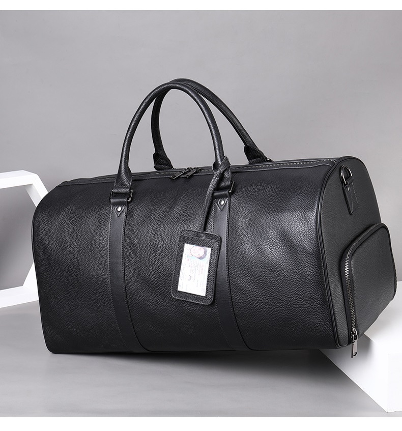 Leather duffle bags large 24 Inch Square Duffel Travel Gym Sports Overnight Weekender Leather Bag for men and women