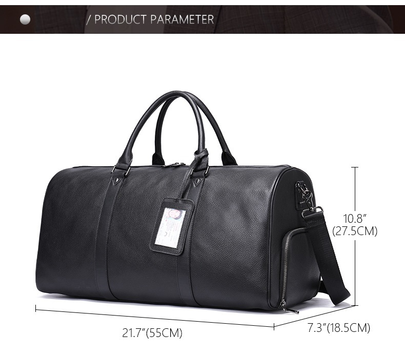 Leather duffle bags large 24 Inch Square Duffel Travel Gym Sports Overnight Weekender Leather Bag for men and women