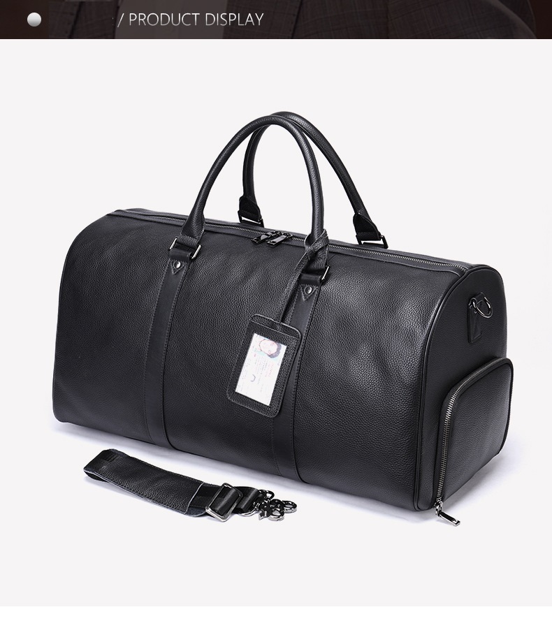 Leather duffle bags large 24 Inch Square Duffel Travel Gym Sports Overnight Weekender Leather Bag for men and women