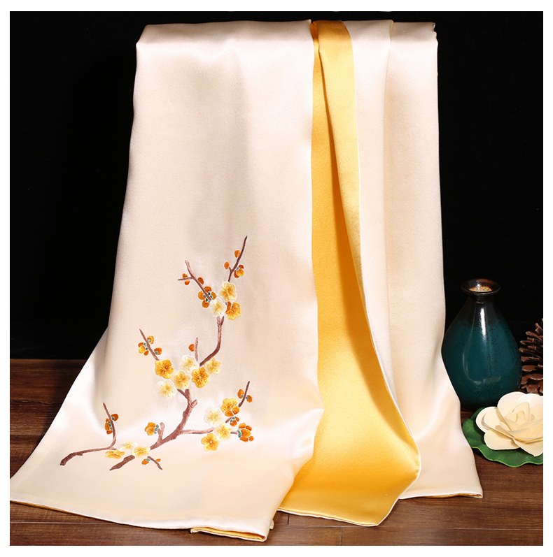 Silk Scarf Female Silk Mulberry Silk Scarf Spring and Autumn Handmade Su Embroidery Silk