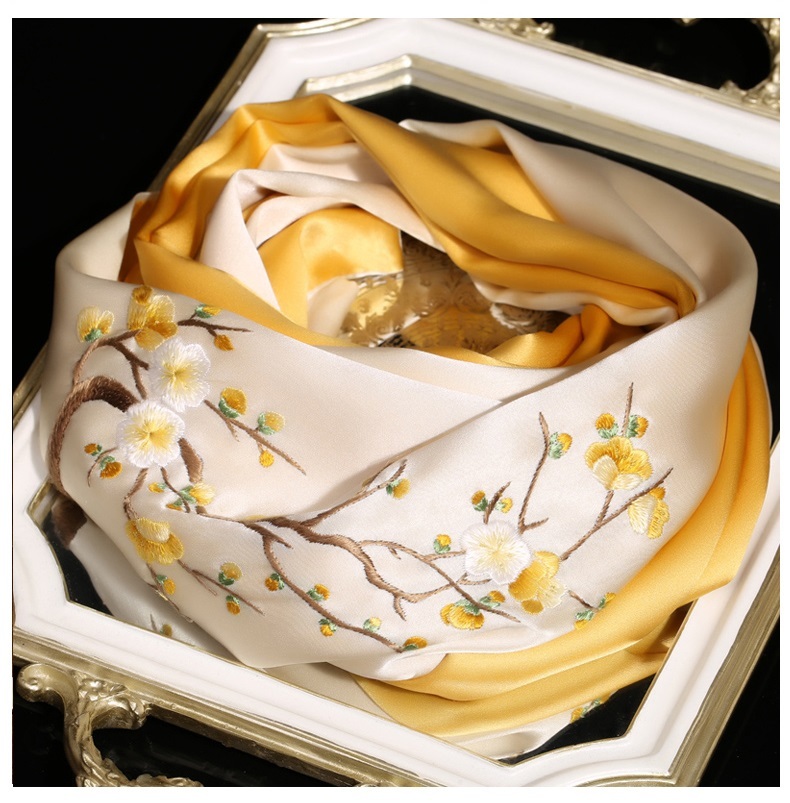 Silk Scarf Female Silk Mulberry Silk Scarf Spring and Autumn Handmade Su Embroidery Silk