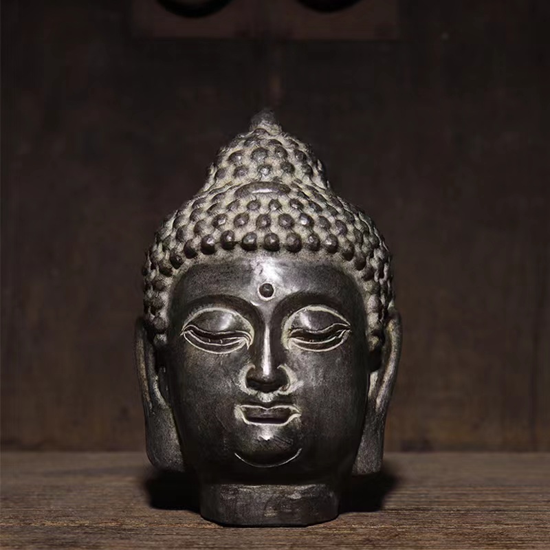 Buddha Head Meditating Asian Zen Outdoor Statue 17 cm High Bust Sculpture for Yard Garden Patio Deck Home