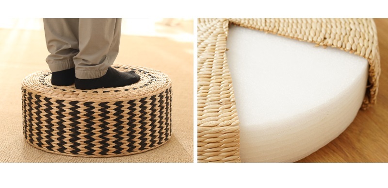 Floor Pillow Eco Friendly Round Straw Cushion Hand Woven Tatami Floor Mat Yoga Tea Ceremony Meditation Pad