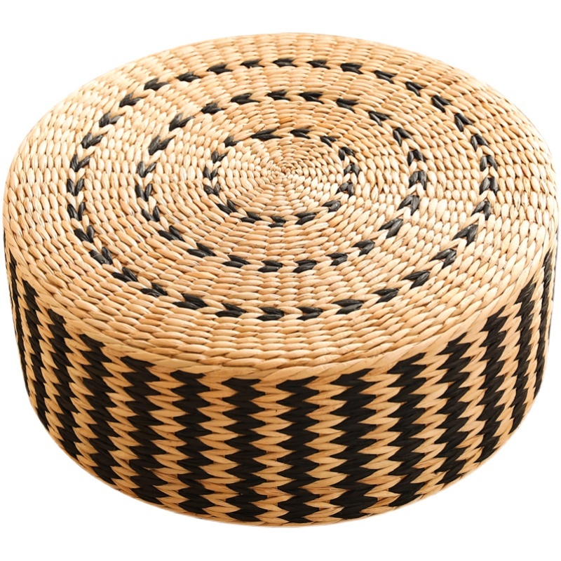 Floor Pillow Eco Friendly Round Straw Cushion Hand Woven Tatami Floor Mat Yoga Tea Ceremony Meditation Pad