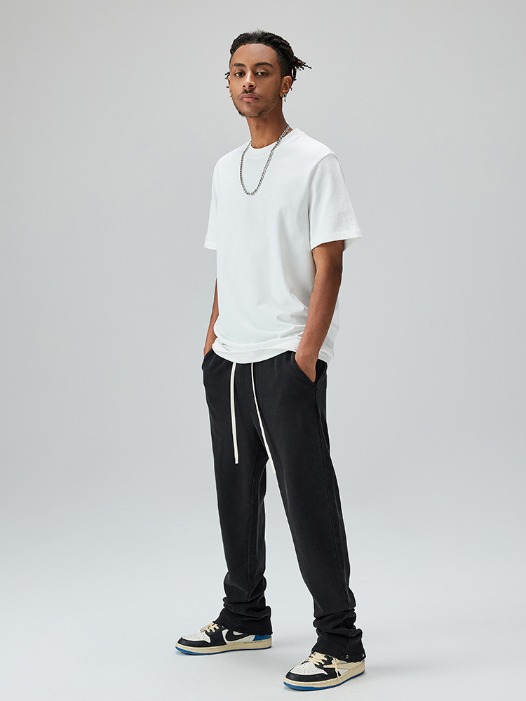 Pure cotton wool loop straight briefs, hipster, wide leg sports casual pants