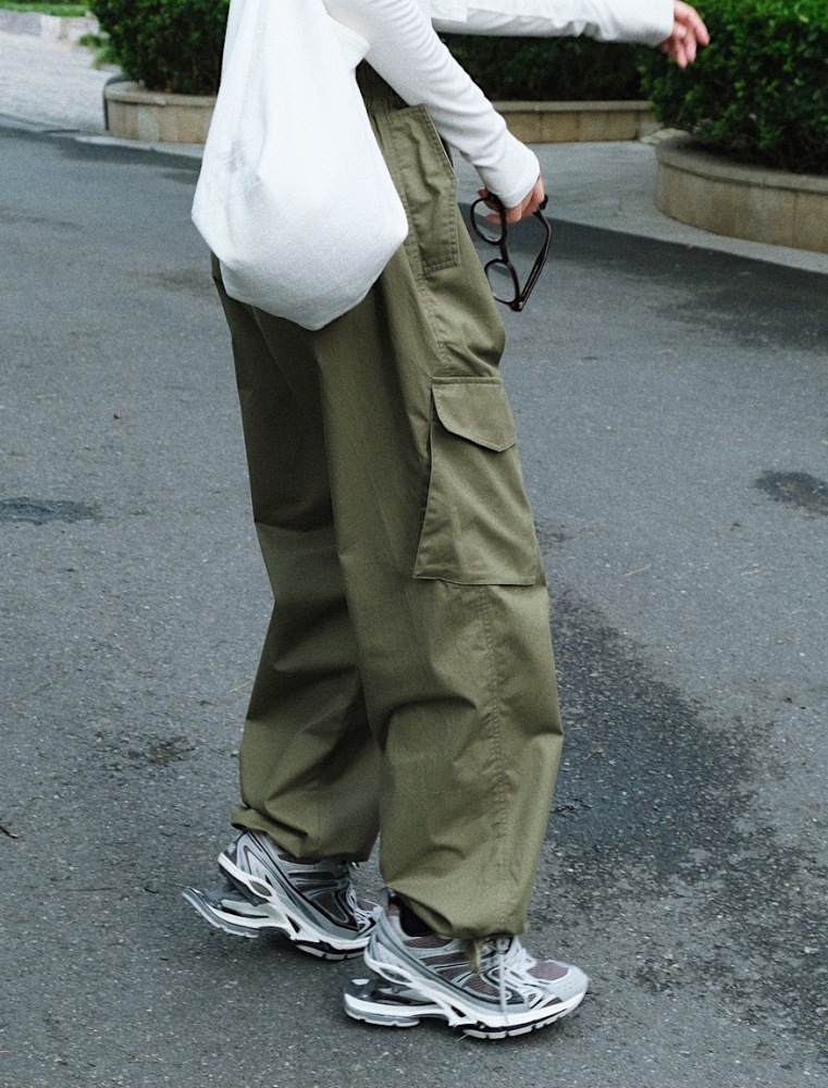 Japanese street stretchy drawstring overalls loose-fitting slim high waisted leg straight leg casual pants