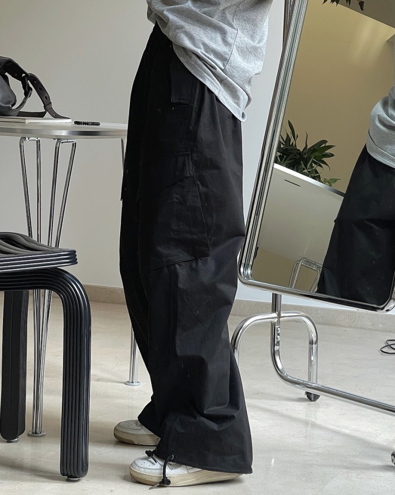 Japanese street stretchy drawstring overalls loose-fitting slim high waisted leg straight leg casual pants