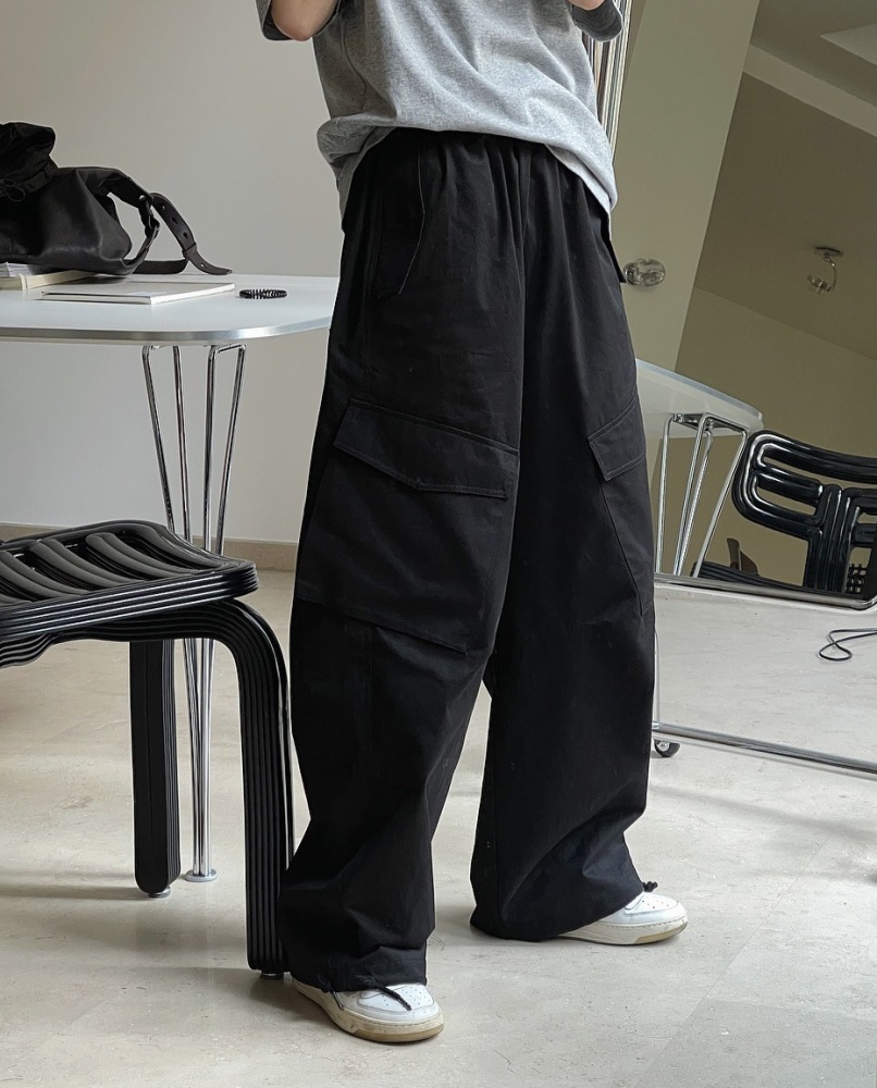Japanese street stretchy drawstring overalls loose-fitting slim high waisted leg straight leg casual pants