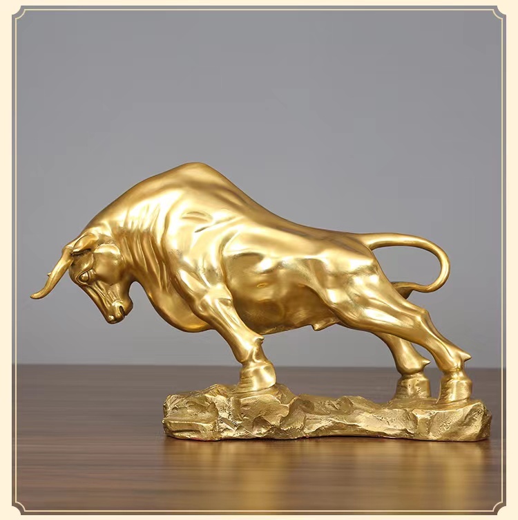 Bull Copper Animal Home Decoration Office Decoration Ornament Crafts Bull Sculpture Statue Copper Cattle Figurine with copper  Base