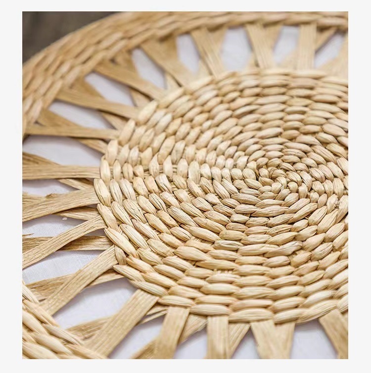 Floor Pillow Eco Friendly Round Straw Cushion Hand Woven Tatami Floor Mat Yoga Tea Ceremony Meditation Pad