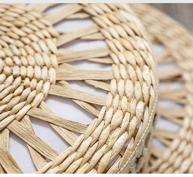 Floor Pillow Eco Friendly Round Straw Cushion Hand Woven Tatami Floor Mat Yoga Tea Ceremony Meditation Pad
