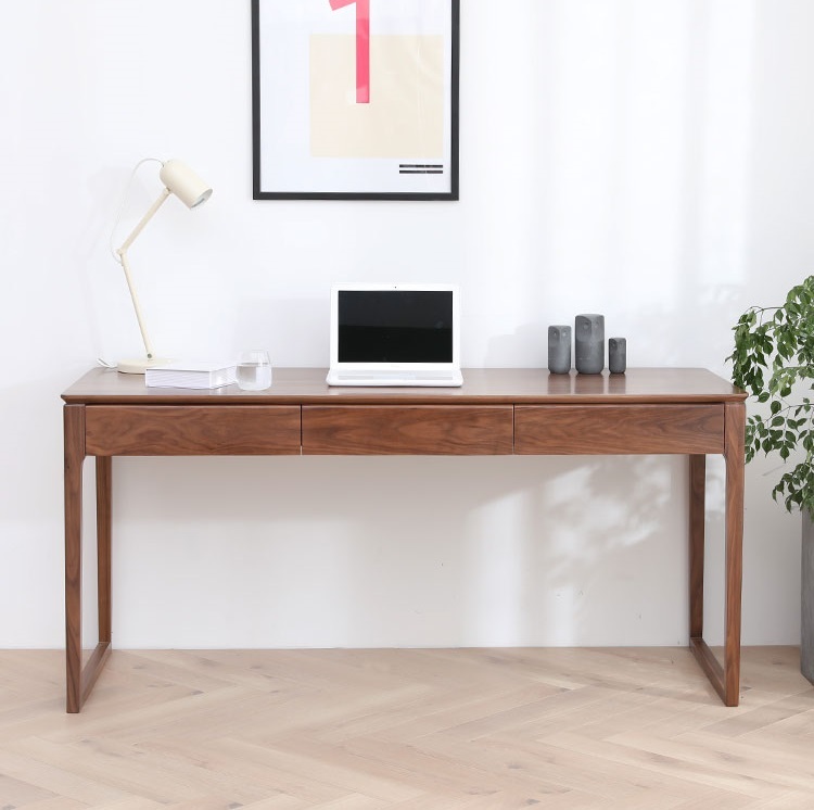 Modern Minimalist Solid Wood Computer Desk Office Desk North American Home Study Desk Writing Desk Black Walnut