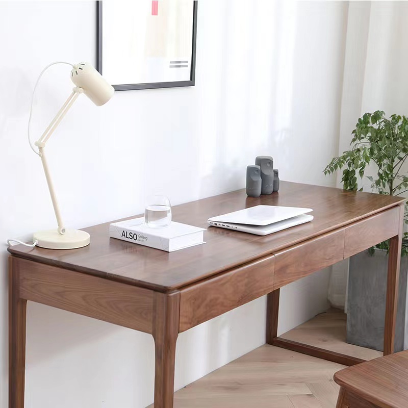Modern Minimalist Solid Wood Computer Desk Office Desk North American Home Study Desk Writing Desk Black Walnut