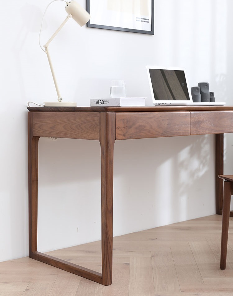 Modern Minimalist Solid Wood Computer Desk Office Desk North American Home Study Desk Writing Desk Black Walnut