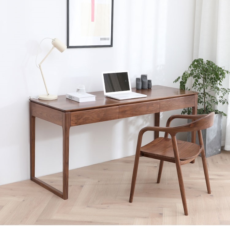 Modern Minimalist Solid Wood Computer Desk Office Desk North American Home Study Desk Writing Desk Black Walnut