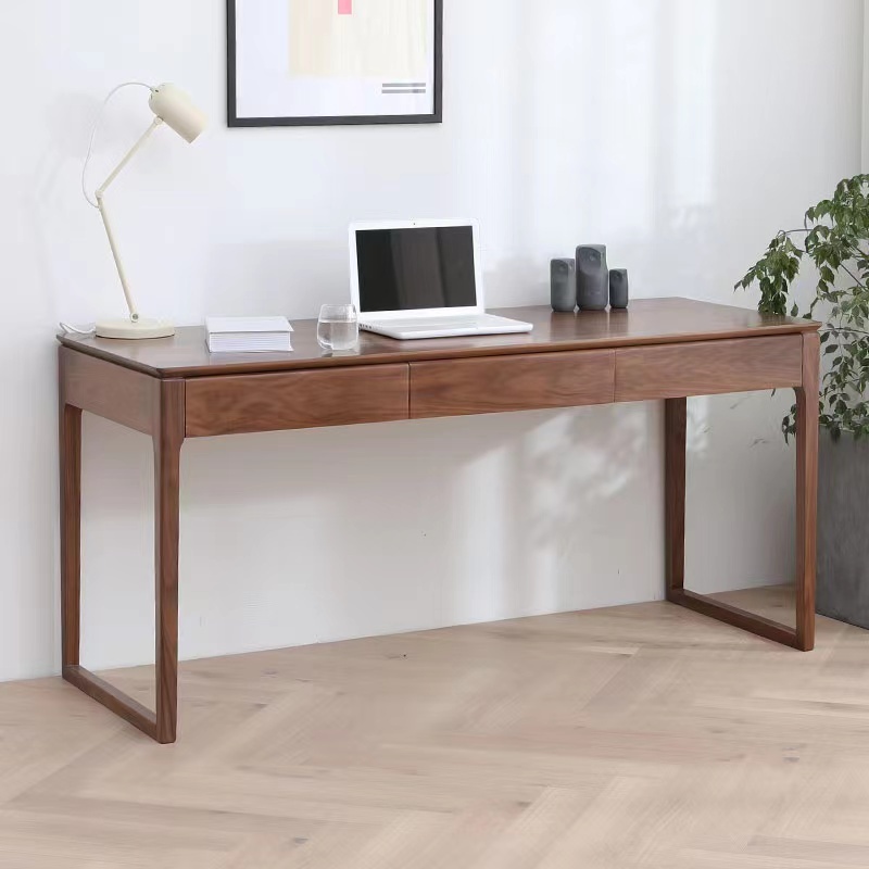 Modern Minimalist Solid Wood Computer Desk Office Desk North American Home Study Desk Writing Desk Black Walnut