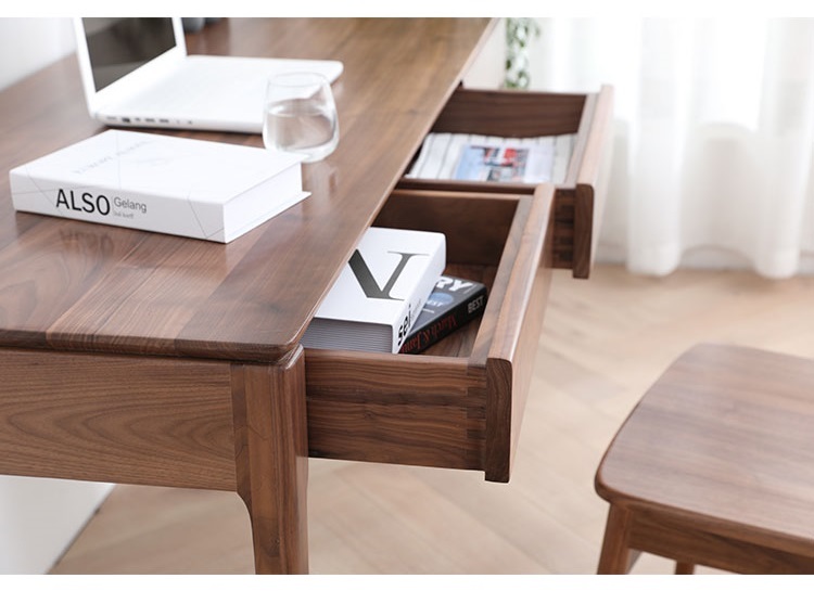 Modern Minimalist Solid Wood Computer Desk Office Desk North American Home Study Desk Writing Desk Black Walnut