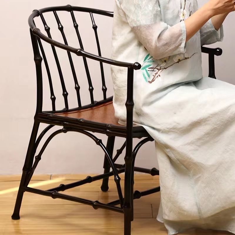 Bamboo Weave Chair Chinese Ming Dynasty Dining Chair Chinese Dining Chair Tea Chair Zen Furniture Circle Chair Official Hat Chair Comb Back Chair Guest Solid Bamboo