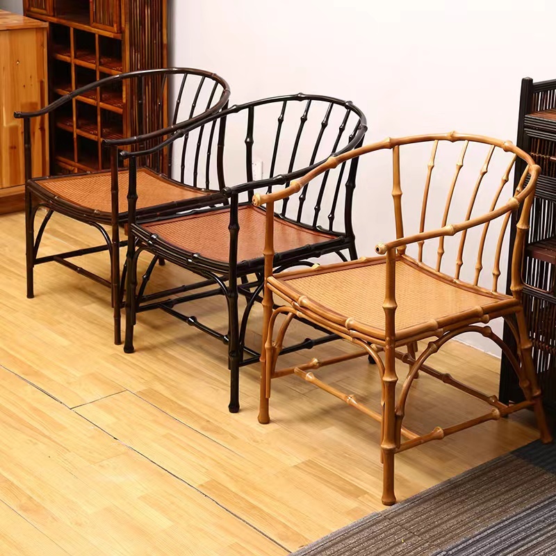 Bamboo Weave Chair Chinese Ming Dynasty Dining Chair Chinese Dining Chair Tea Chair Zen Furniture Circle Chair Official Hat Chair Comb Back Chair Guest Solid Bamboo