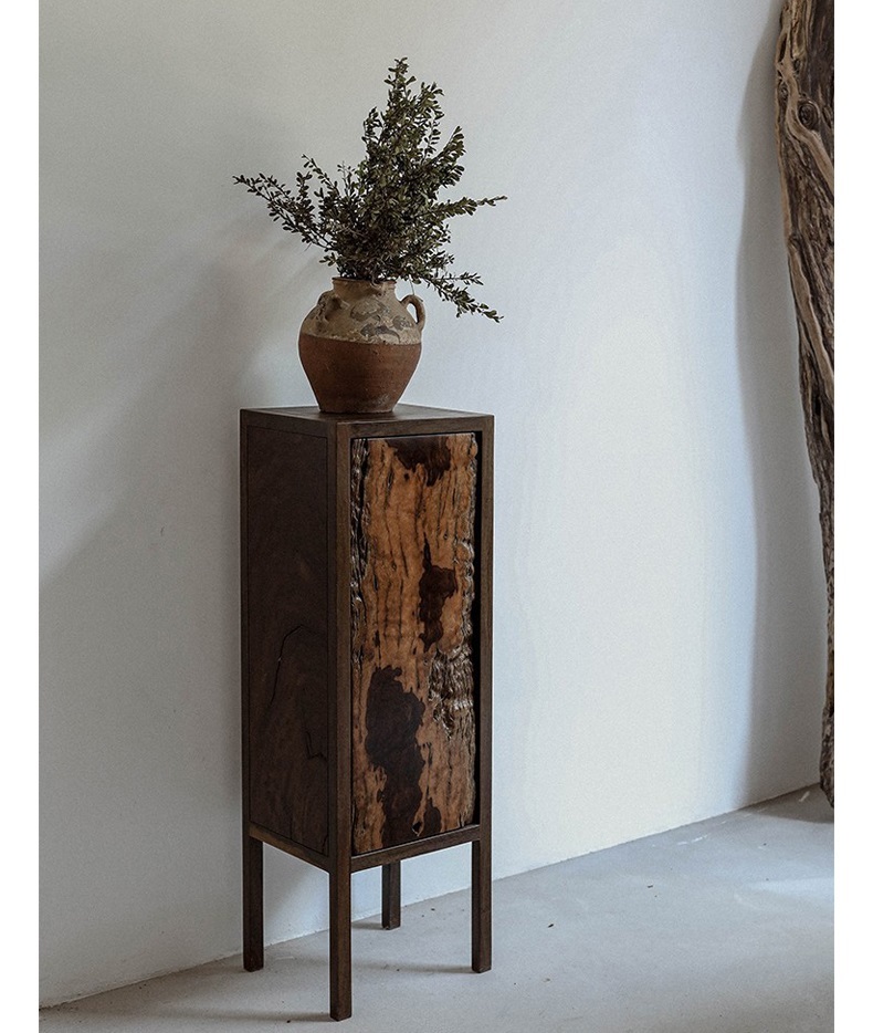 Plant Stand Natural Wood with Cabinet Indoor Metal Flower Shelf for Multiple Plants Corner Tall Flower Holders