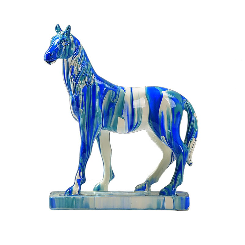 Horse Statue Figurines - Resin Standing Fighting Horse Sculpture Home Office Decoration Tabletop Decor Ornaments