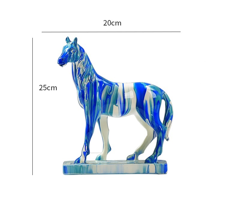 Horse Statue Figurines - Resin Standing Fighting Horse Sculpture Home Office Decoration Tabletop Decor Ornaments