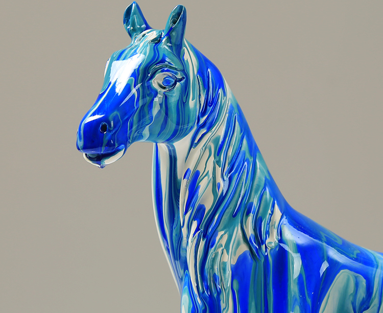 Horse Statue Figurines - Resin Standing Fighting Horse Sculpture Home Office Decoration Tabletop Decor Ornaments