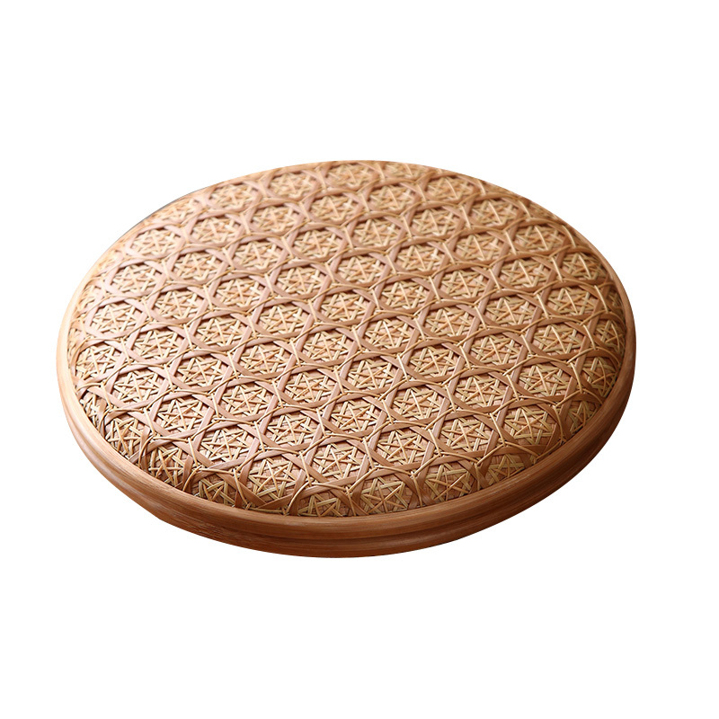 Woven Bamboo Tray Basket Round Flat Shallow Basket Wall Art Ornament for DIY Drying Food Fruit Basket Kitchen Wall Hanging Decorations