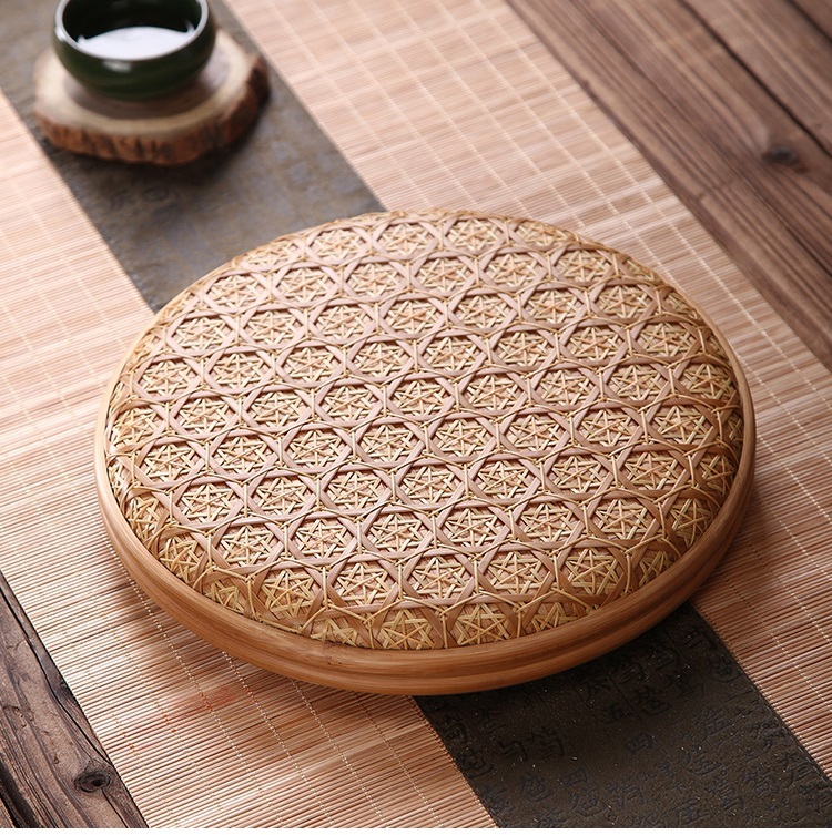 Woven Bamboo Tray Basket Round Flat Shallow Basket Wall Art Ornament for DIY Drying Food Fruit Basket Kitchen Wall Hanging Decorations