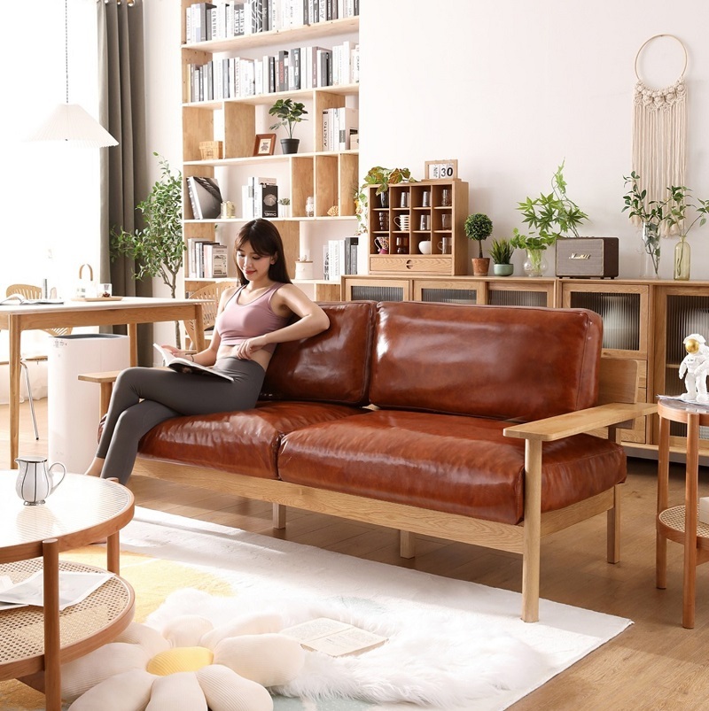 Sofa Couch Modern Leather Sofa Modern Leather Loveseat Sofa Lauren Genuine Leather Down-Filled Oversized Loveseat Sofa
