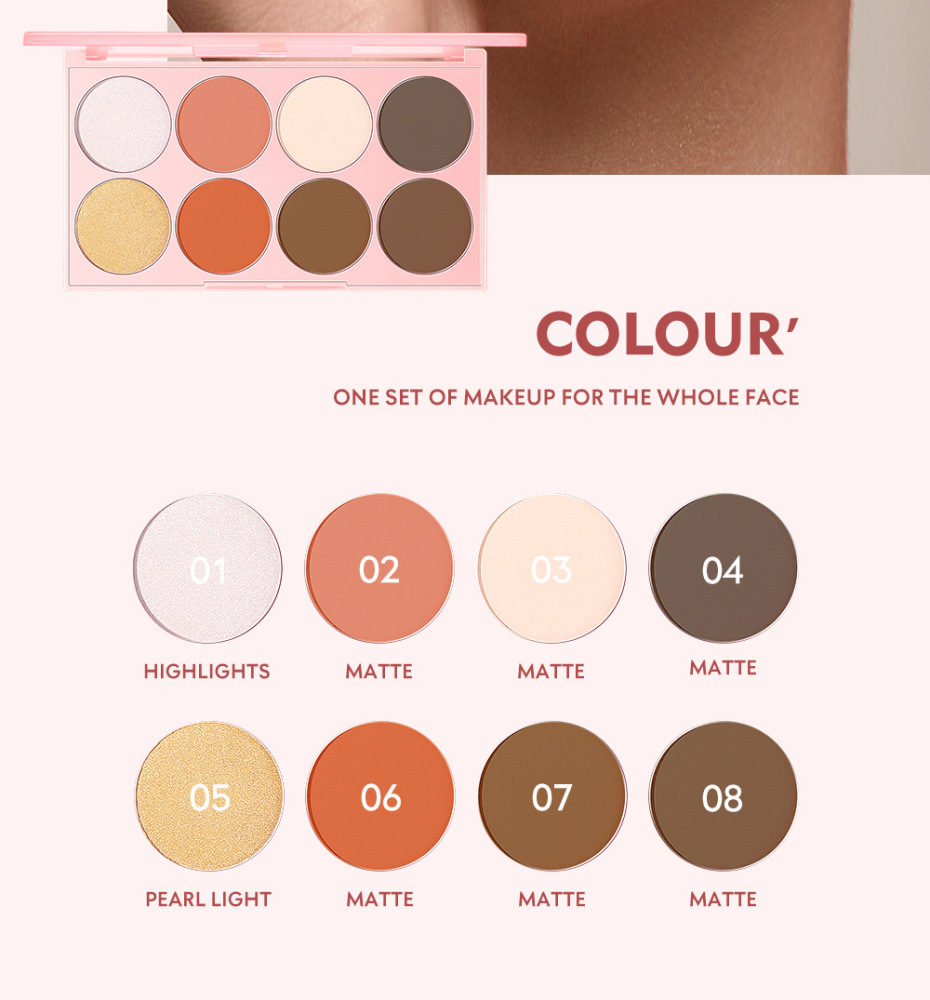 Blush rouge highlight repair capacity multifunctional blush palette natural nude makeup 8color eyeshadow palette makeup