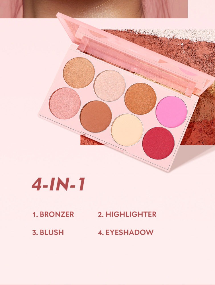Blush rouge highlight repair capacity multifunctional blush palette natural nude makeup 8color eyeshadow palette makeup