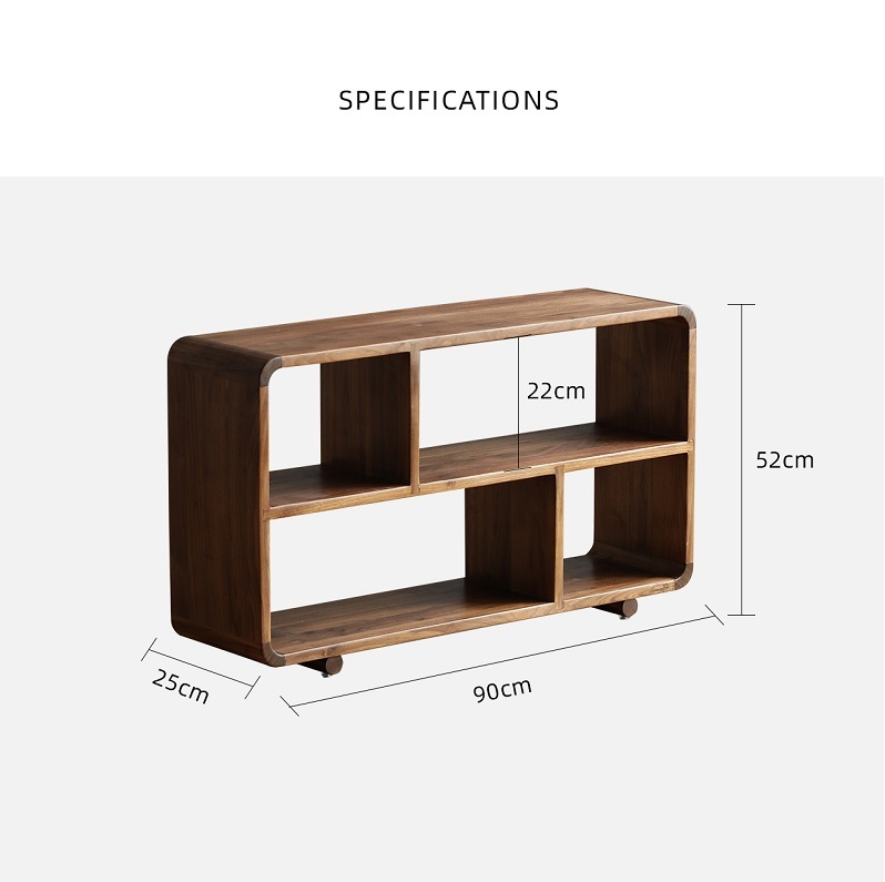Open Storage Cabinet with 3 layers and Shelf Mid Century Storage Cabinet with Wood Leg Floor Storage Cabinet beside sofa