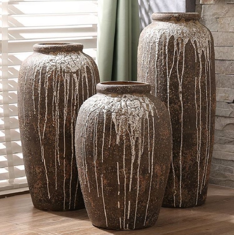 Ceramic Flower Vases,Rustic Home Décor Floral Vase,Shabby Chic Vase,for Home Decor Living Room Centerpieces and Events
