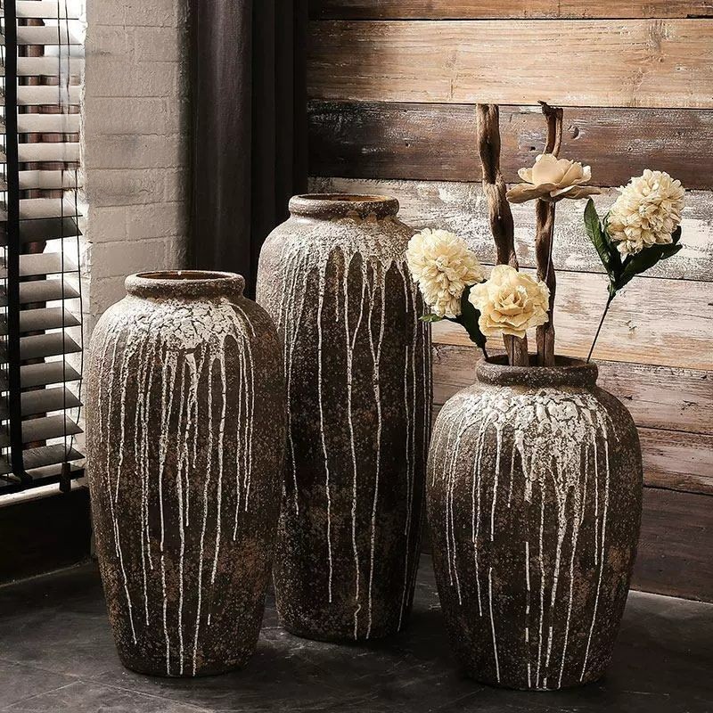 Ceramic Flower Vases,Rustic Home Décor Floral Vase,Shabby Chic Vase,for Home Decor Living Room Centerpieces and Events