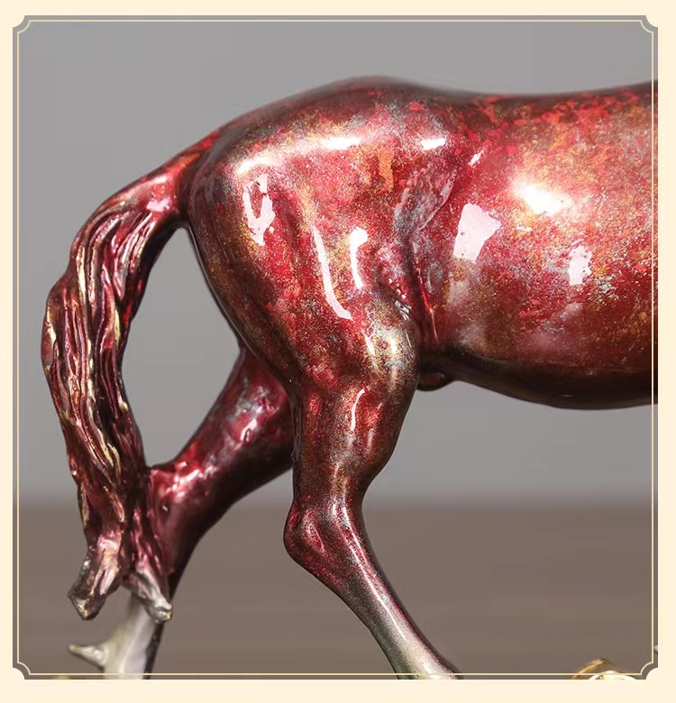 Horse Statue Figurines Bronze Standing Jogging Horse Sculpture Home Office Decoration Tabletop Decor Ornaments