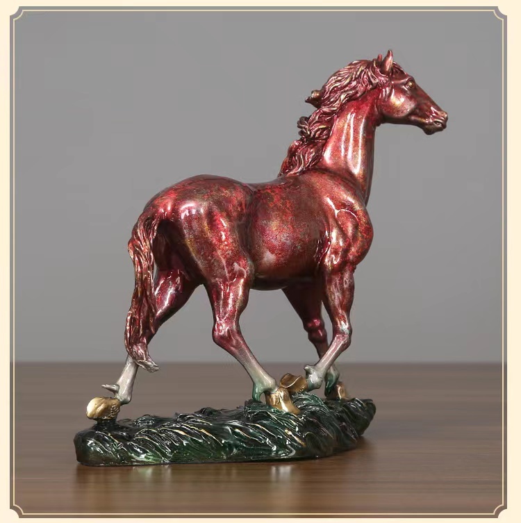 Horse Statue Figurines Bronze Standing Jogging Horse Sculpture Home Office Decoration Tabletop Decor Ornaments