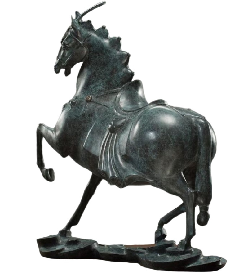 Horse Statue Figurines Bronze Standing Jogging Horse Sculpture Home Office Decoration Tabletop Decor Ornaments