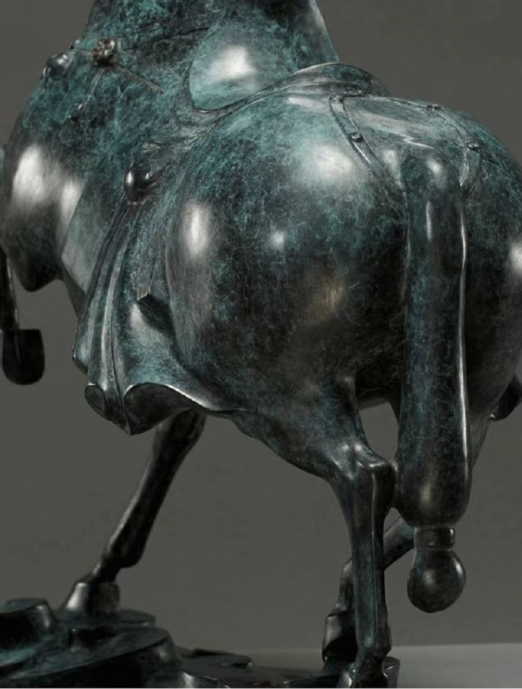 Horse Statue Figurines Bronze Standing Jogging Horse Sculpture Home Office Decoration Tabletop Decor Ornaments