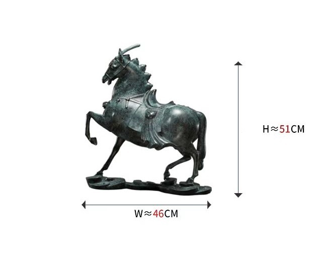 Horse Statue Figurines Bronze Standing Jogging Horse Sculpture Home Office Decoration Tabletop Decor Ornaments