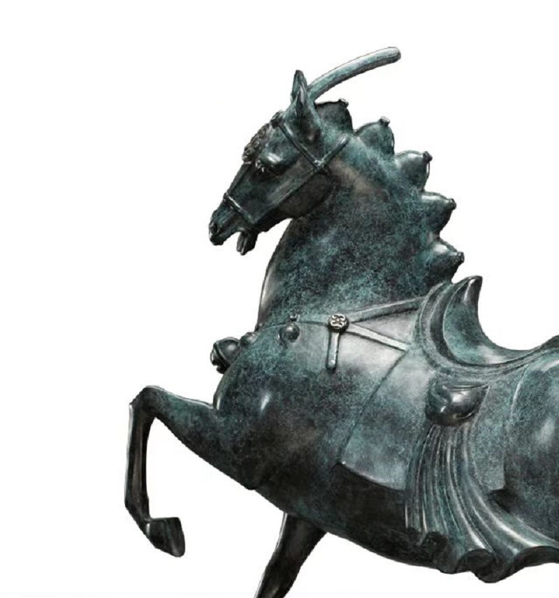 Horse Statue Figurines Bronze Standing Jogging Horse Sculpture Home Office Decoration Tabletop Decor Ornaments
