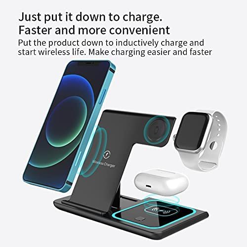 3-in-1 Wireless Charging Station for Phone, Watch & Earbuds, Compatible with All Devices That Meet QI Standards.